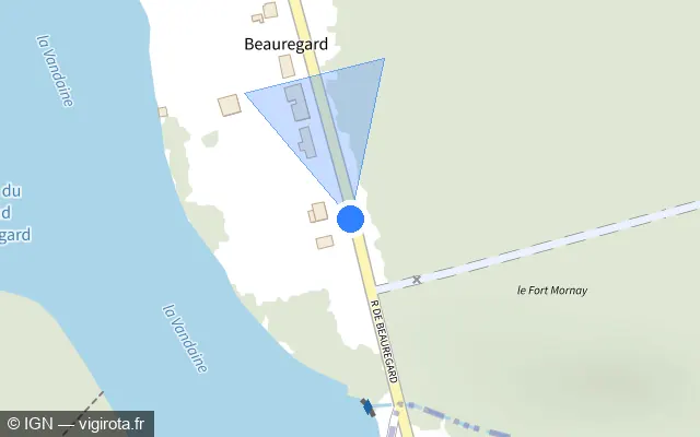 Vue plan de l'emplacement du radar discriminant à Lessard-le-National sur Rue de Beauregard / D 19