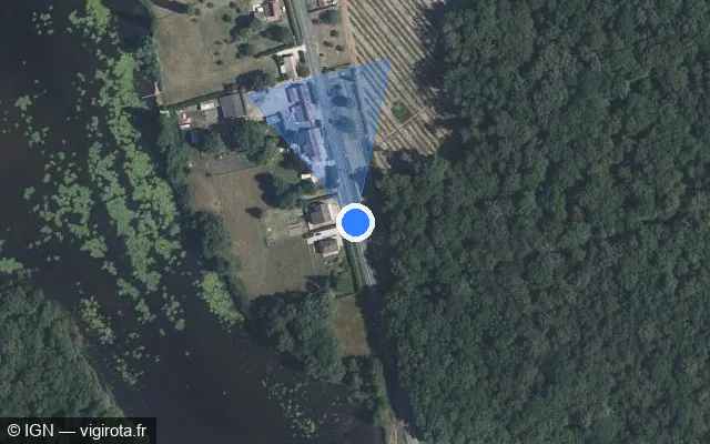Vue satellite de l'emplacement du radar discriminant à Lessard-le-National sur Rue de Beauregard / D 19