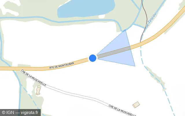 Vue plan de l'emplacement du radar discriminant à Lisle-sur-Tarn sur Route de Montauban / D 999