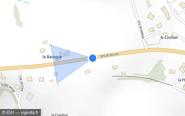 Vue plan de l'emplacement du radar discriminant à Bellegarde-Marsal sur Route de Millau / D 999