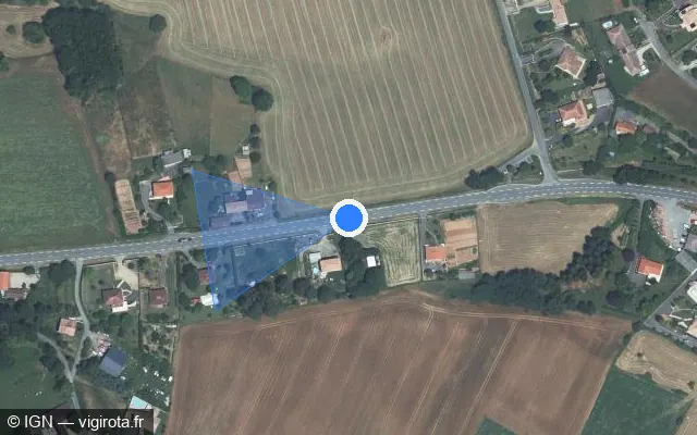 Vue satellite de l'emplacement du radar discriminant à Bellegarde-Marsal sur Route de Millau / D 999