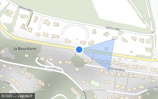 Vue plan de l'emplacement du radar discriminant à Burlats sur D 622