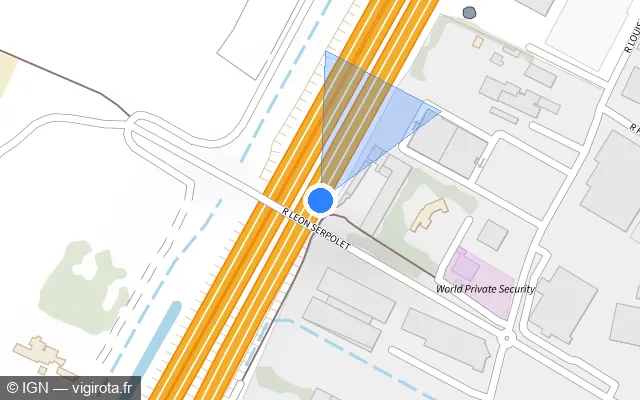 Vue plan de l'emplacement du radar discriminant à Pia sur D 900 / Pénétrante Nord