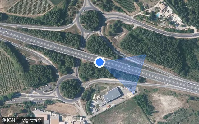 Vue satellite de l'emplacement du radar discriminant à Saint-Paul-et-Valmalle sur A 750 / L'Héraultaise