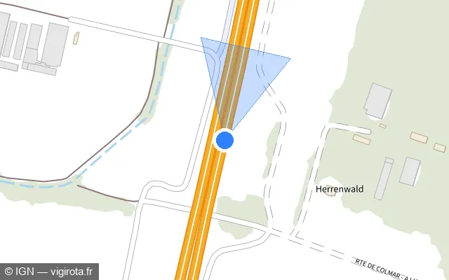 Vue plan de l'emplacement du radar discriminant à Ostheim sur D 83 / E 25