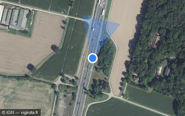 Vue satellite de l'emplacement du radar discriminant à Ostheim sur D 83 / E 25