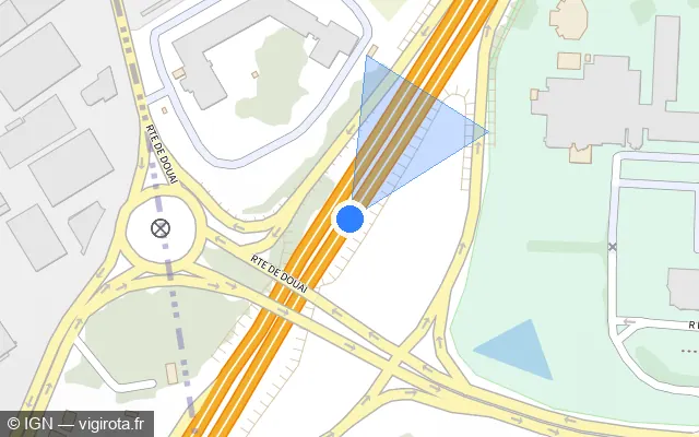 Vue plan de l'emplacement du radar discriminant à Vendeville sur A 1 / E 17 / Autoroute du Nord