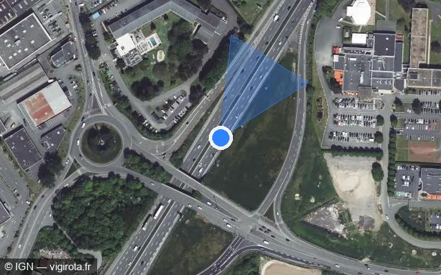 Vue satellite de l'emplacement du radar discriminant à Vendeville sur A 1 / E 17 / Autoroute du Nord