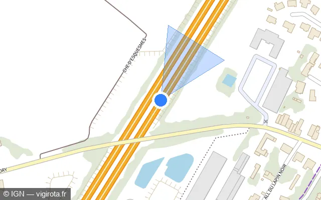 Vue plan de l'emplacement du radar discriminant à Lesquin sur A 1 / E 17 / Autoroute du Nord