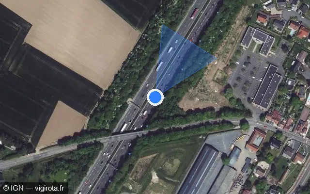 Vue satellite de l'emplacement du radar discriminant à Lesquin sur A 1 / E 17 / Autoroute du Nord
