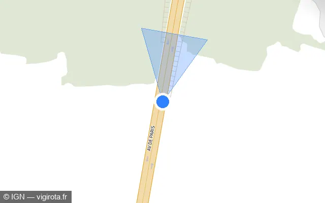 Vue plan de l'emplacement du radar discriminant à Mauchamps sur Route Nationale de Paris à Toulouse / N 20