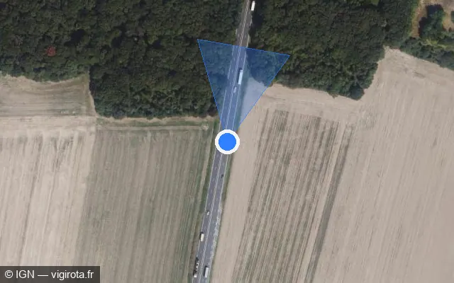 Vue satellite de l'emplacement du radar discriminant à Mauchamps sur Route Nationale de Paris à Toulouse / N 20