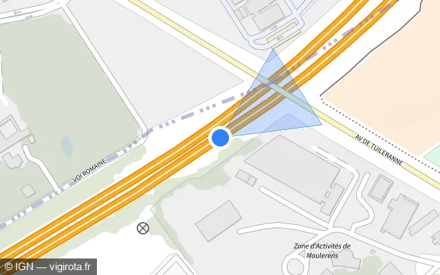 Vue plan de l'emplacement du radar discriminant à Gradignan sur A 63 / E 05 / E 70 / Autoroute des Landes