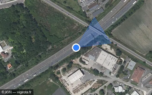 Vue satellite de l'emplacement du radar discriminant à Gradignan sur A 63 / E 05 / E 70 / Autoroute des Landes
