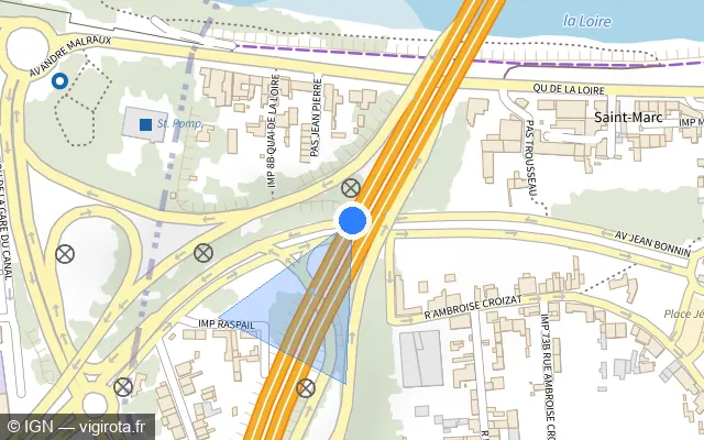 Vue plan de l'emplacement du radar discriminant à Tours sur A 10 / E 05 / E 60 / L'Aquitaine