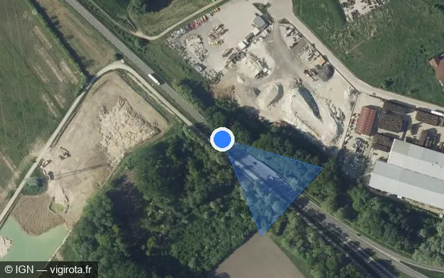 Vue satellite de l'emplacement du radar discriminant à Nogent-sur-Seine sur D 619