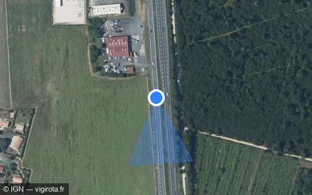 Vue satellite de l'emplacement du radar discriminant à Verteuil-sur-Charente sur N 10