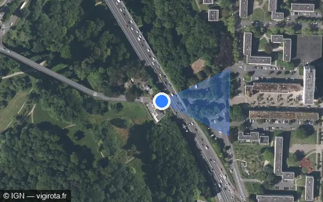 Vue satellite de l'emplacement du radar discriminant à Saint-Brieuc sur Rue de Genève