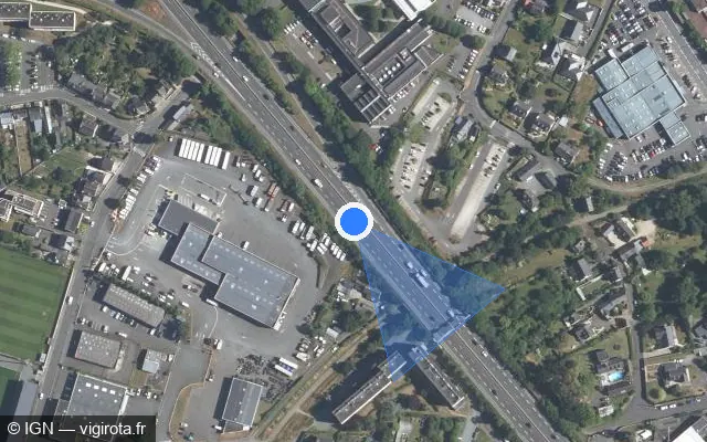 Vue satellite de l'emplacement du radar discriminant à Saint-Brieuc sur N 12 / E 50