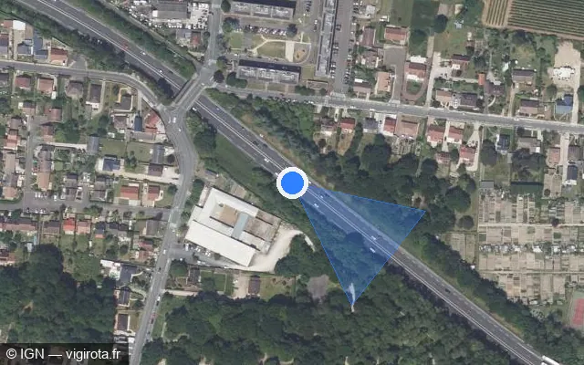 Vue satellite de l'emplacement du radar discriminant à Fleury-les-Aubrais sur Tangentielle E / D 2060