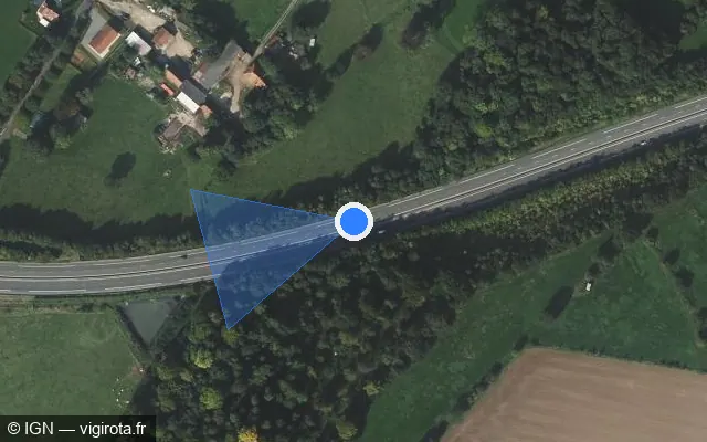 Vue satellite de l'emplacement du radar discriminant à Ramecourt sur D 939