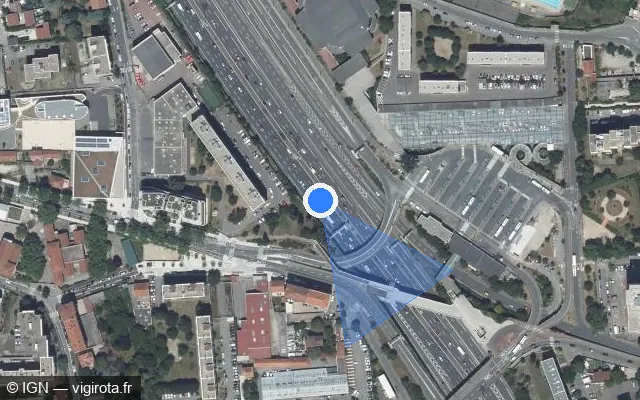 Vue satellite de l'emplacement du radar discriminant à Villeurbanne sur D 383 / Boulevard Laurent Bonnevay
