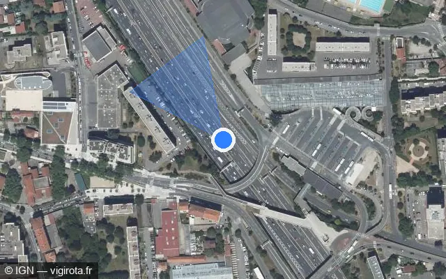 Vue satellite de l'emplacement du radar discriminant à Villeurbanne sur D 383 / Boulevard Laurent Bonnevay