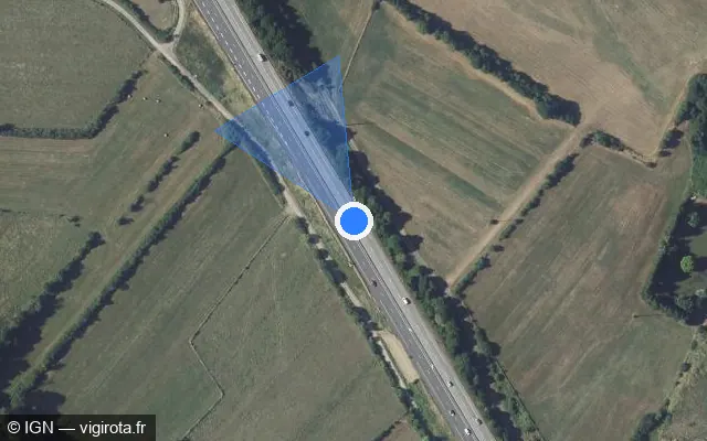 Vue satellite de l'emplacement du radar discriminant à Vincey sur N 57 / E 23