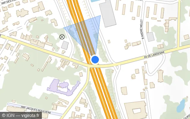 Vue plan de l'emplacement du radar discriminant à Toulouse sur A 620 / Périphérique Intérieur