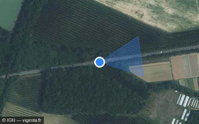 Vue satellite de l'emplacement du radar discriminant à Sainte-Christie-d'Armagnac sur Route de Gascogne / D 931