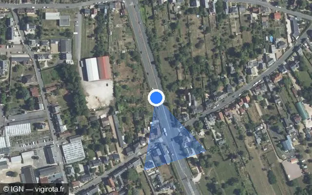 Vue satellite de l'emplacement du radar discriminant à Vendôme sur N 10