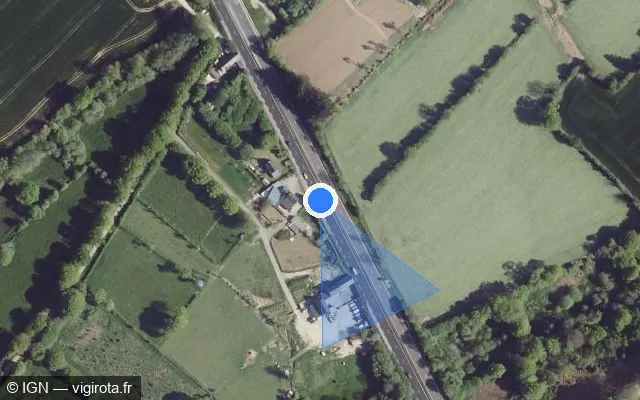 Vue satellite de l'emplacement du radar discriminant à Brix sur N 13 / E 03 / E 46