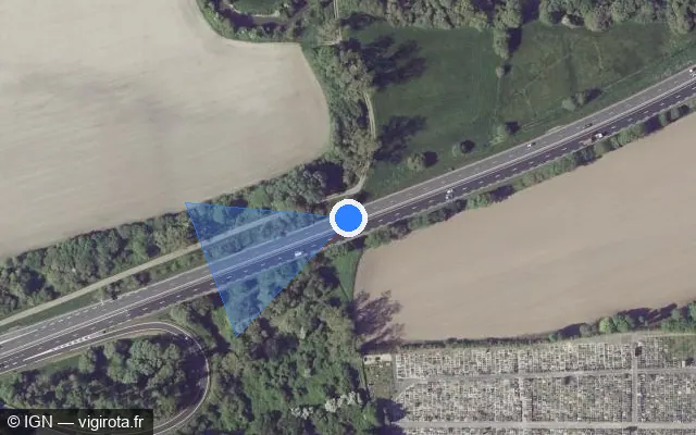Vue satellite de l'emplacement du radar discriminant à Avranches sur N 175 / E 03 / E 401