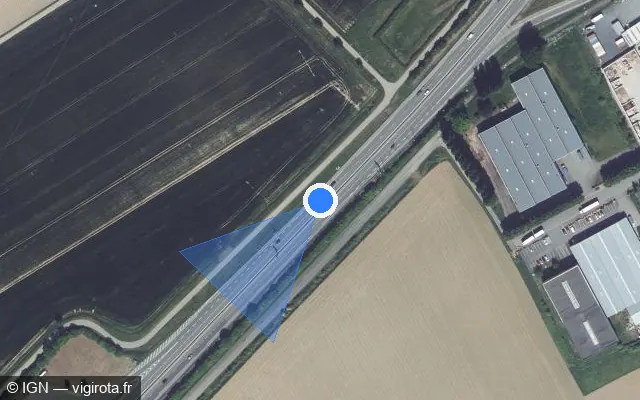 Vue satellite de l'emplacement du radar discriminant à Erquinghem-le-Sec sur N 41 / Rocade des Weppes