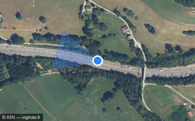 Vue satellite de l'emplacement du radar discriminant à Verel-de-Montbel sur A 43 / E 70