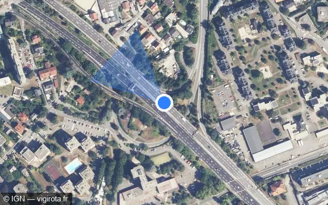 Vue satellite de l'emplacement du radar discriminant à Bassens sur N 201 / E 70 / E 712 / Voie Rapide Urbaine de Chambéry