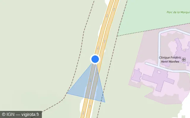 Vue plan de l'emplacement du radar discriminant à Fleury-Mérogis sur D 445
