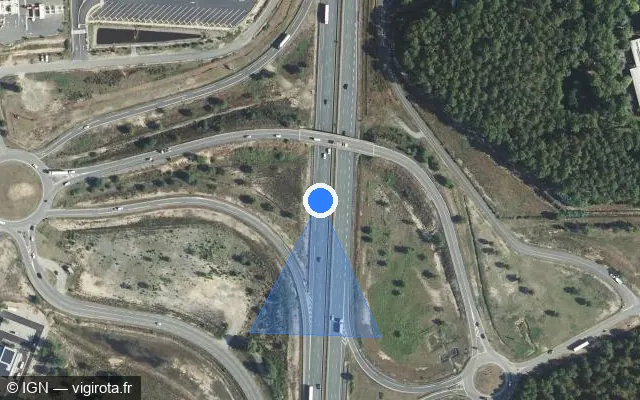 Vue satellite de l'emplacement du radar discriminant à Saint-Geours-de-Maremne sur A 63 / E 05 / E 70 / Autoroute des Landes