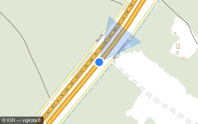 Vue plan de l'emplacement du radar discriminant à Escource sur A 63 / E 05 / E 70 / Autoroute des Landes
