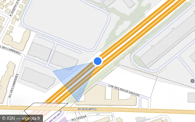 Vue plan de l'emplacement du radar discriminant à Le Blanc-Mesnil sur A 1 / E 19 / Autoroute du Nord