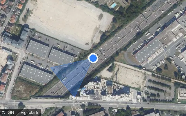 Vue satellite de l'emplacement du radar discriminant à Le Blanc-Mesnil sur A 1 / E 19 / Autoroute du Nord