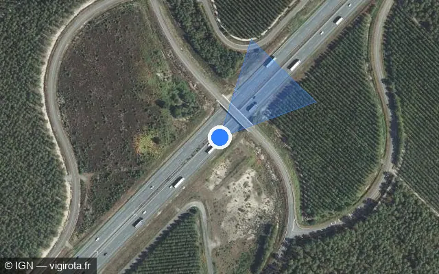Vue satellite de l'emplacement du radar discriminant à Lesperon sur A 63 / E 05 / E 70 / Autoroute des Landes