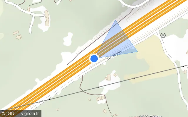 Vue plan de l'emplacement du radar discriminant à Poussan sur A 9 / E 15 / E 80 / La Languedocienne