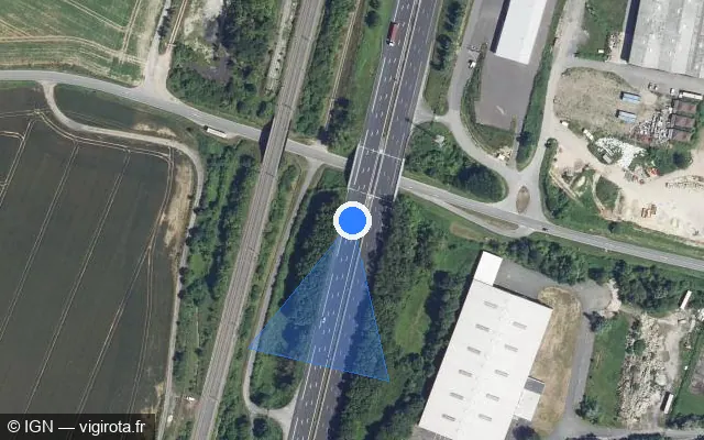 Vue satellite de l'emplacement du radar discriminant à Ressons-sur-Matz sur A 1 / E 15 / E 19 / Autoroute du Nord