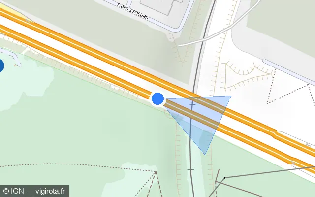 Vue plan de l'emplacement du radar discriminant à Villepinte sur A 104