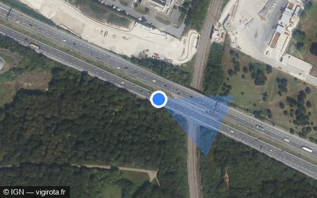 Vue satellite de l'emplacement du radar discriminant à Villepinte sur A 104