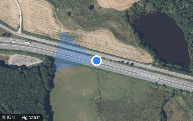Vue satellite de l'emplacement du radar discriminant à Saint-Vaury sur N 145 / E 62 / Route Centre Europe Atlantique