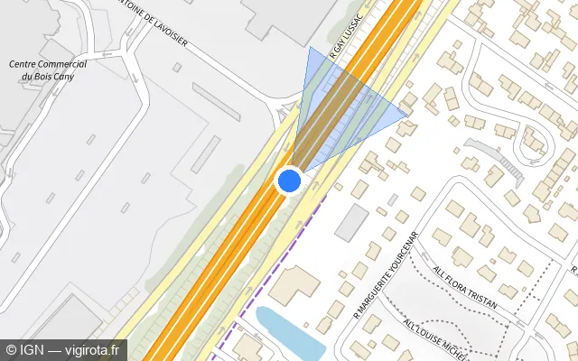 Vue plan de l'emplacement du radar discriminant à Le Grand-Quevilly sur N 338 / Sud III