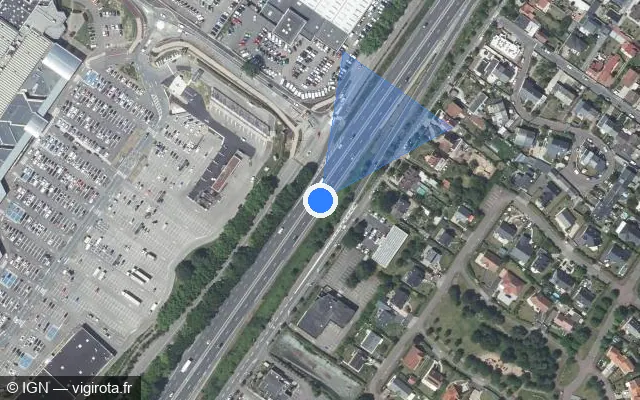 Vue satellite de l'emplacement du radar discriminant à Le Grand-Quevilly sur N 338 / Sud III
