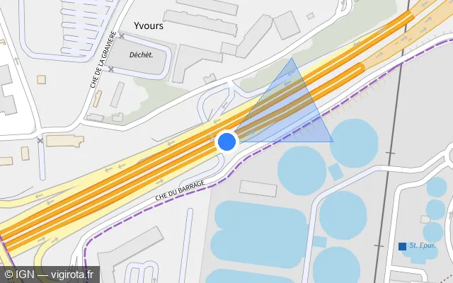 Vue plan de l'emplacement du radar discriminant à Saint-Fons sur A 450